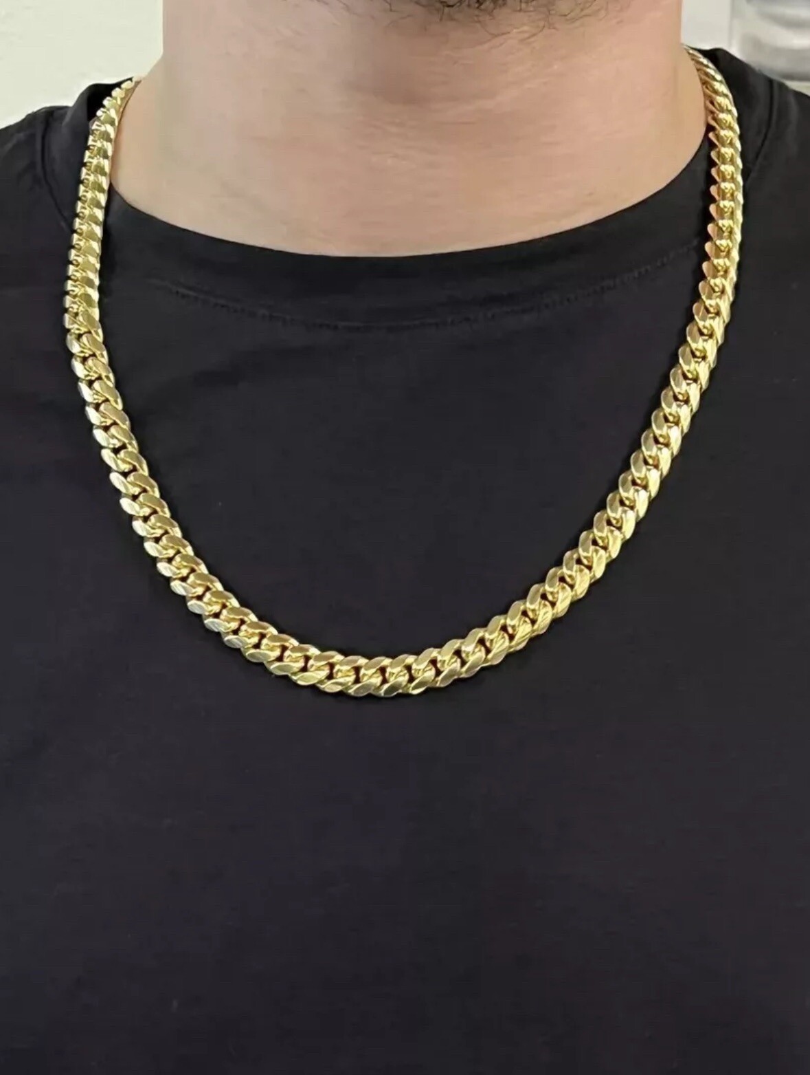 14k Solid Yellow Gold Miami 9mm Cuban Link Chain 24″ Inches Necklace Box Lock