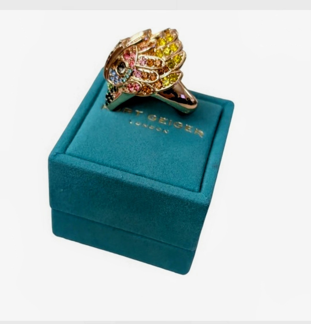 Kurt Geiger Eagle Bird Colorful Crystal | Ring Size 8 | New tags + box