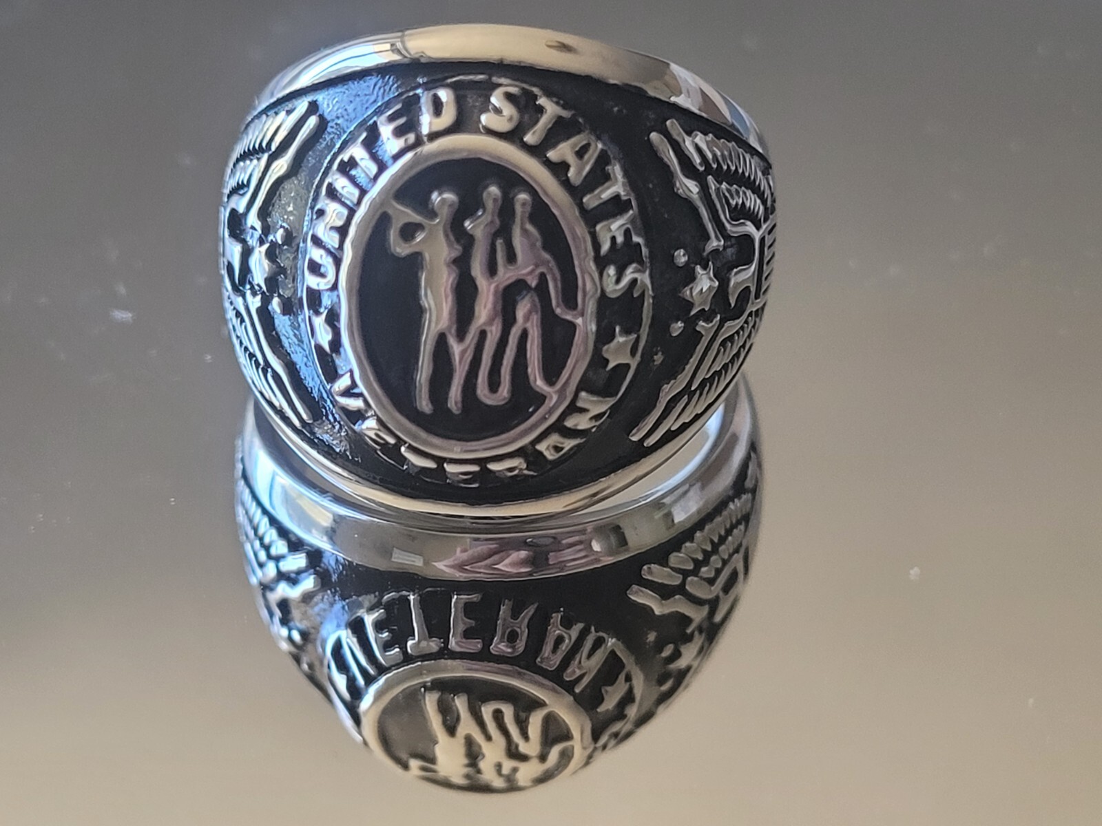 Stainless Steel United States Veteran Military Ring – US Veteran Biker Ring