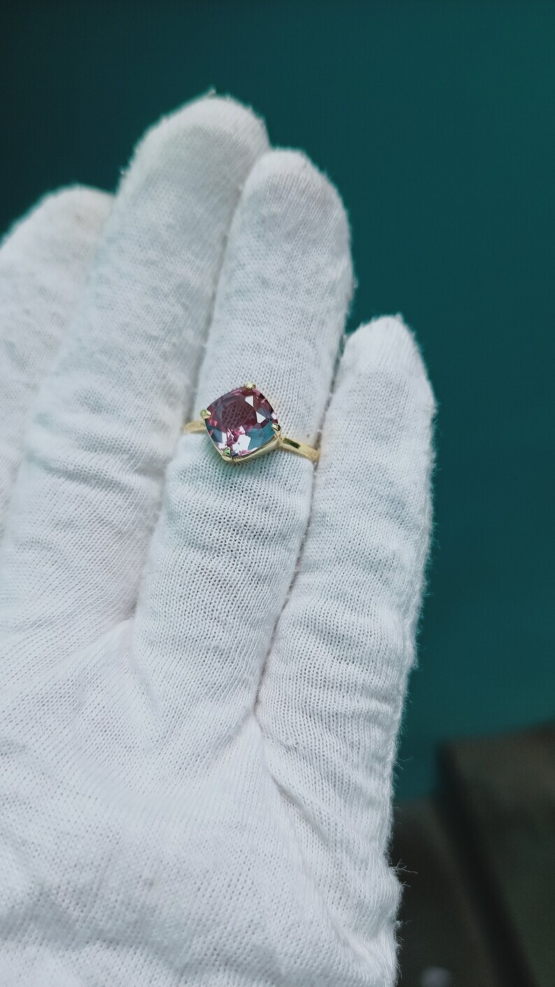 Alexandrite Ring, 925 Sterling Silver Ring, Lab Color Change Alexandrite Ring