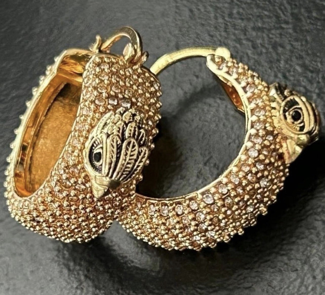 Kurt Geiger Jewelry Eagle Head Gold Huggie Hoop Earrings Crystals