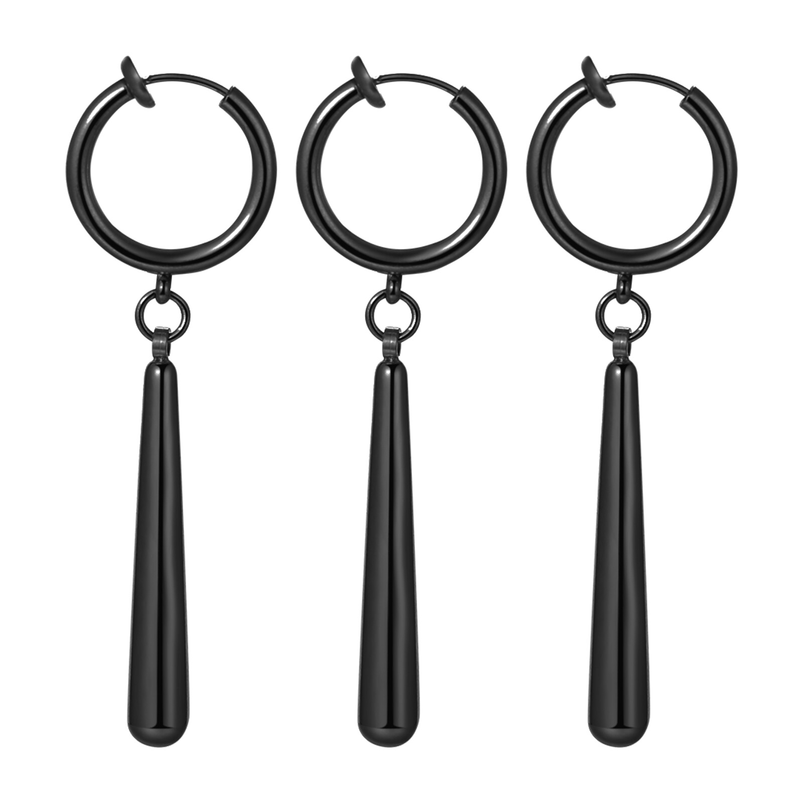 3 Piece Zoro Stainless Steel Anime Cosplay Lover Long Bar Dangle Clip-on Earring