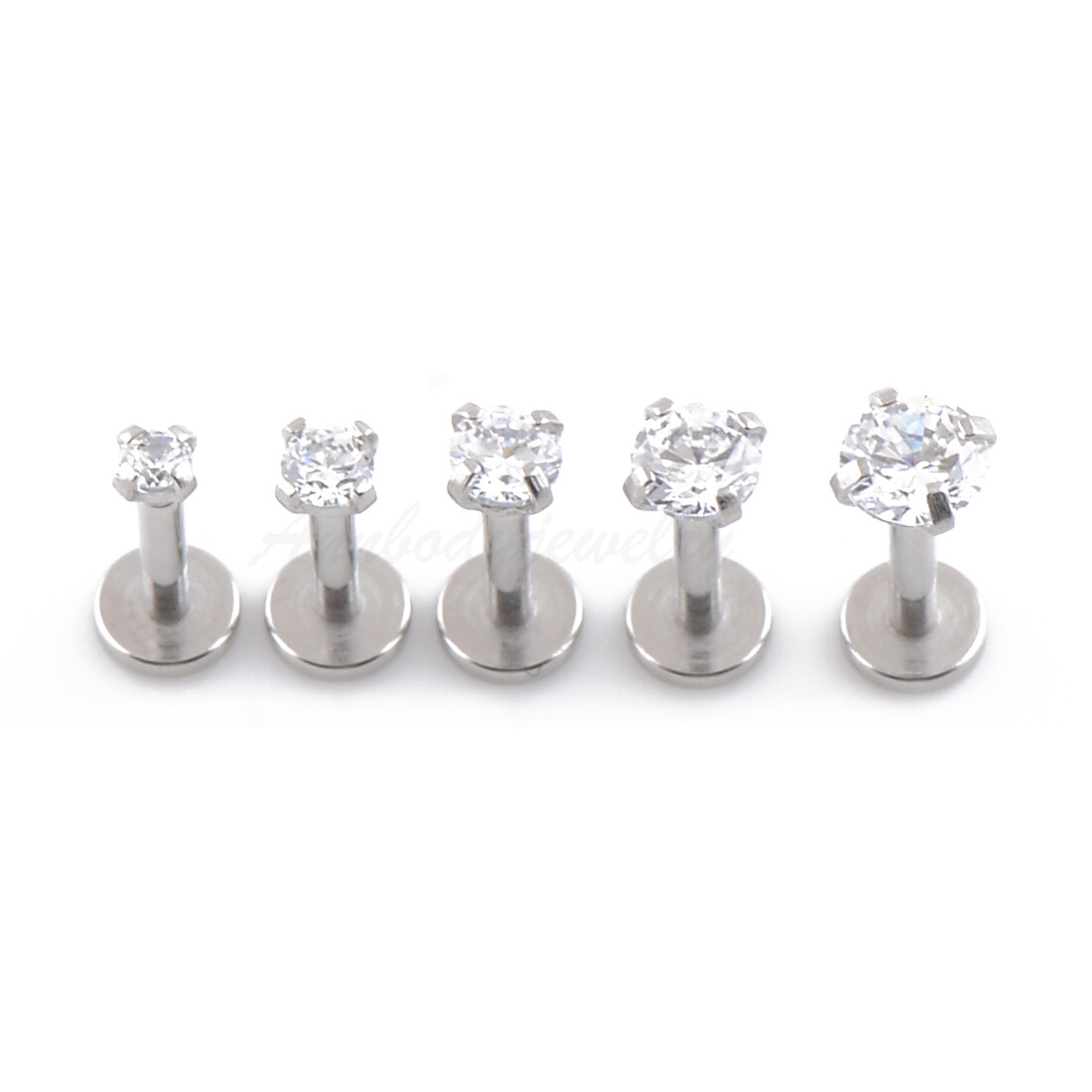 16g 18g 1/4″ 2,2.5,3,3.5,4mm Prong Set Clear Crystal Tragus Triple Forward Helix