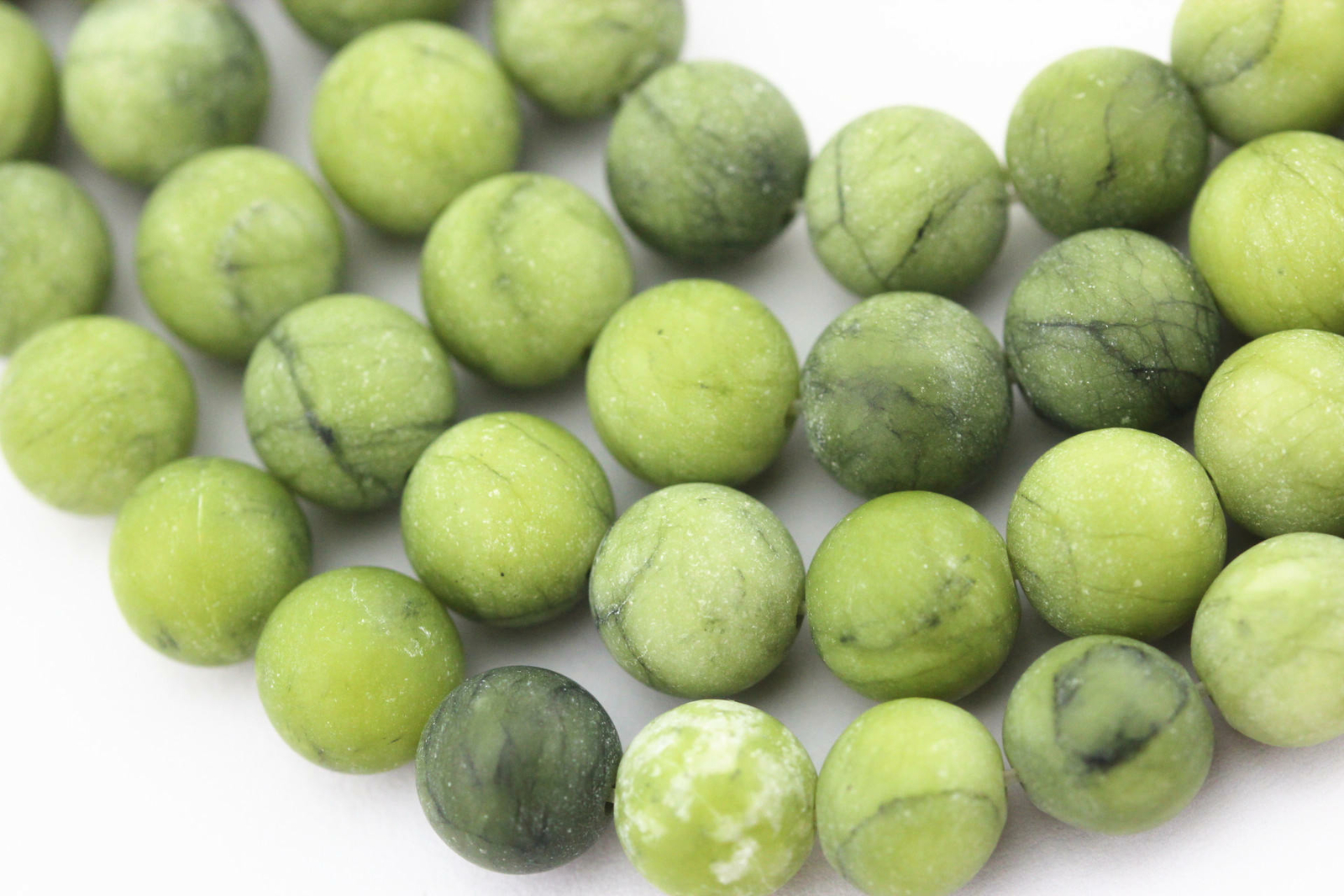Natural Green Jade Matte Round Beads 4mm 6mm 8mm 10mm 12mm 15.5″ Strand