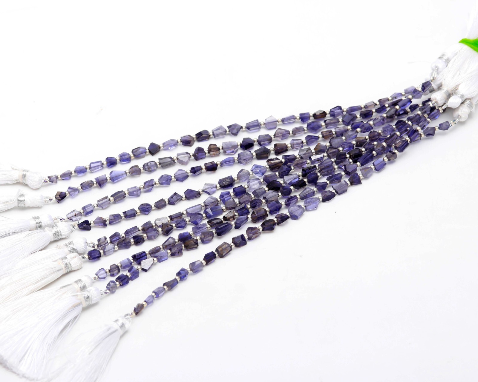 Natural Indian Iolite Gemstone 6 to 7mm Size Faceted Nugget Shape Beads 7″Strand