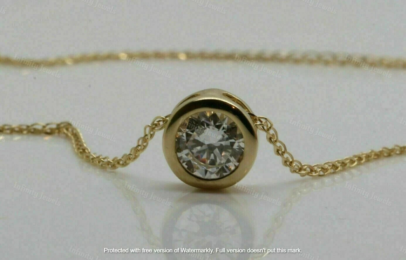 2.00Ct Round Moissanite Solitaire Bezel Set Pendant Real 10K Yellow Gold
