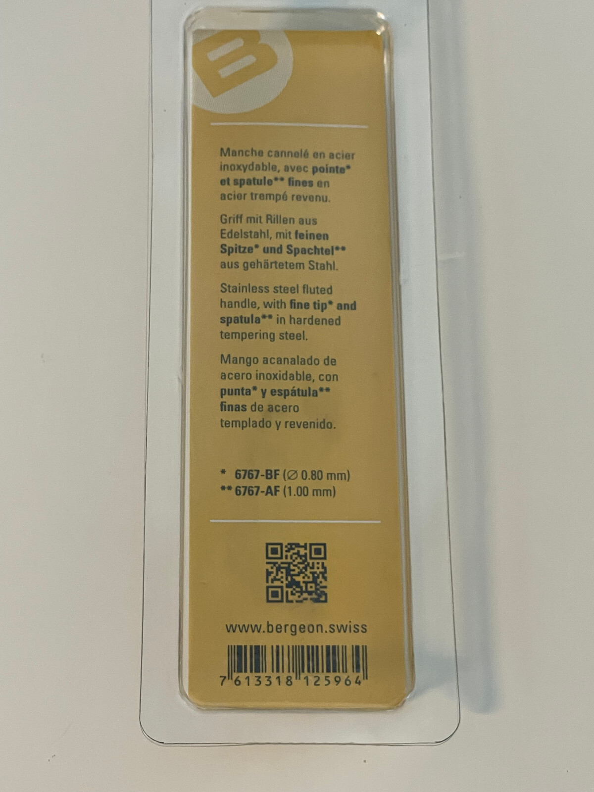 Bergeon 7767-S Watch Spring Bar Tool – Long Stainless Steel Handle