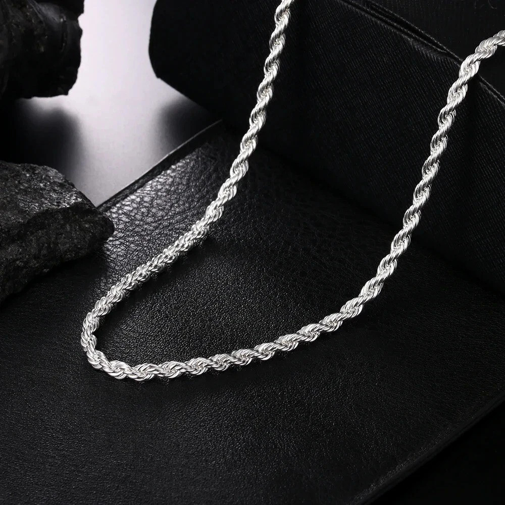 925 Sterling Silver Italian Rope Chain 4MM Necklace Style