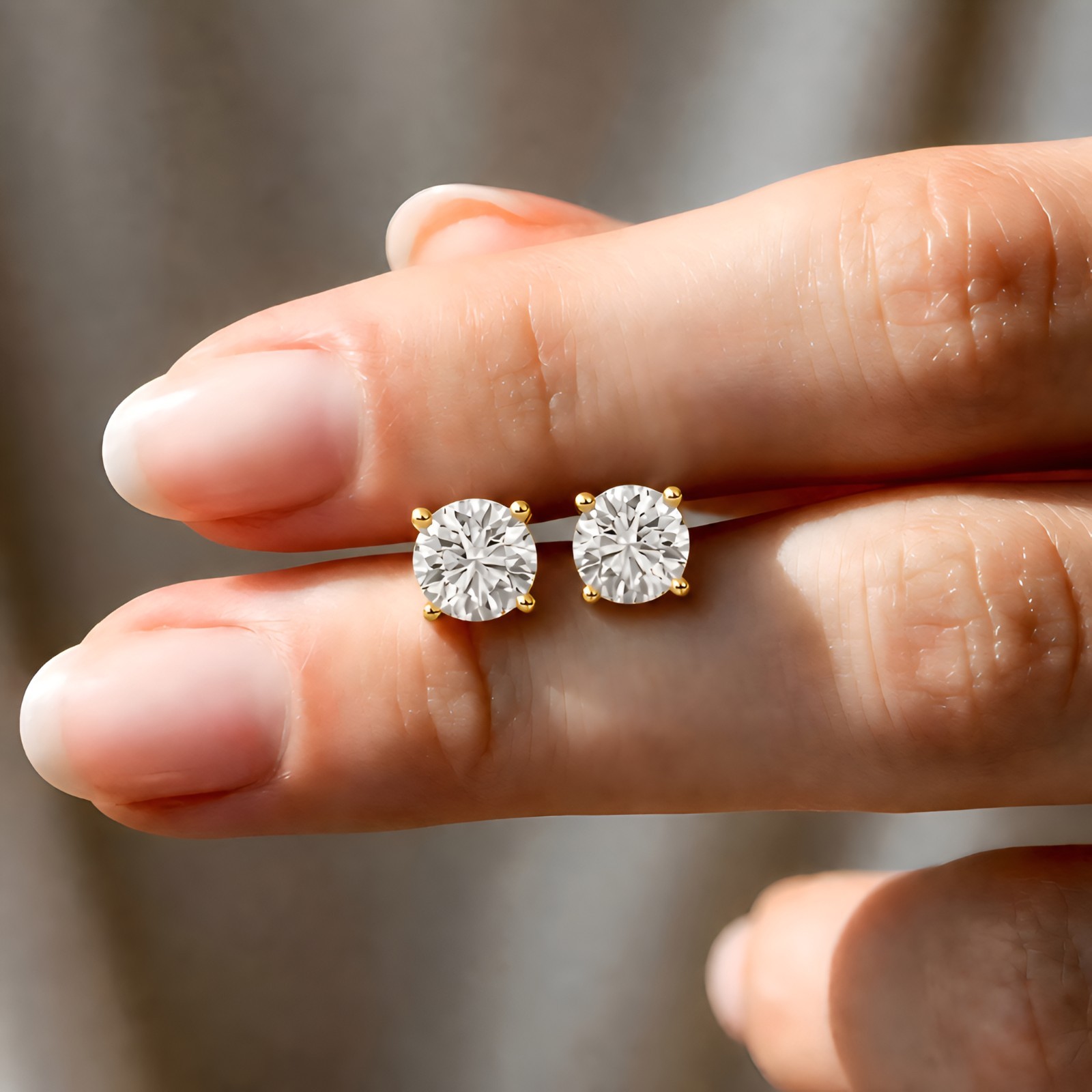 2.00 CTTW Round Lab-Grown Diamond Stud Earrings in 14K Yellow Gold