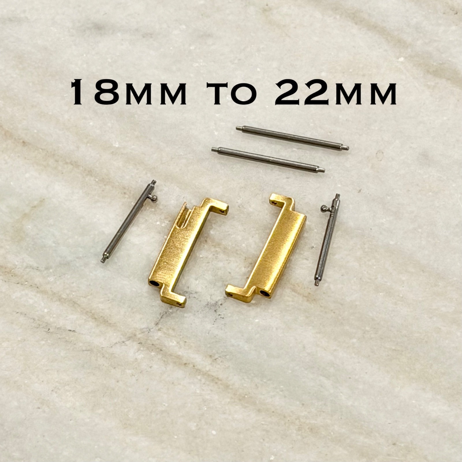 18mm to 22mm Watch Strap Connector Adapter – Stainless Steel, Brushed Gold