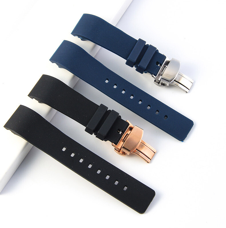 Quality Vertical Silicone Watch Band Straps Men’s 20 23mm Fits Cartier Santos