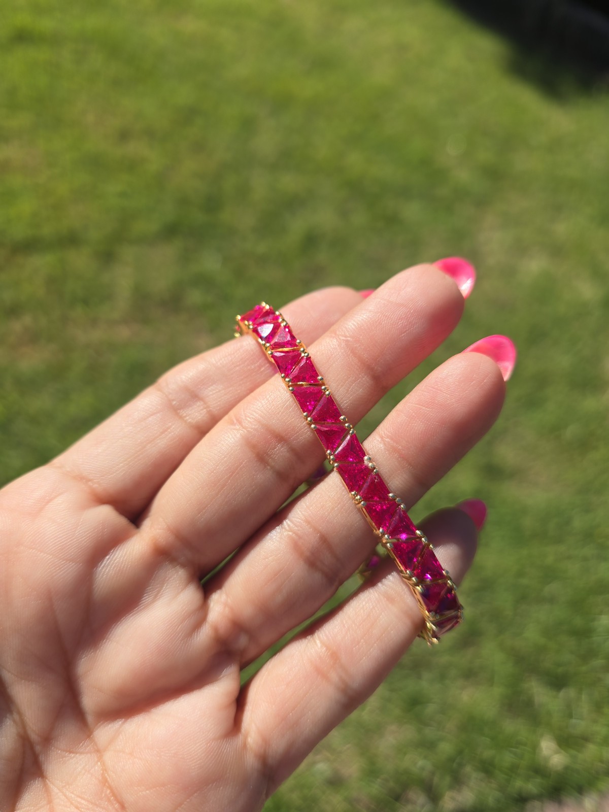 Lab Created PInk Ruby Tennis Bracelet