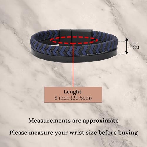 Handmade Leather Bracelet for Men – Braided bracelet with steel clasp made of