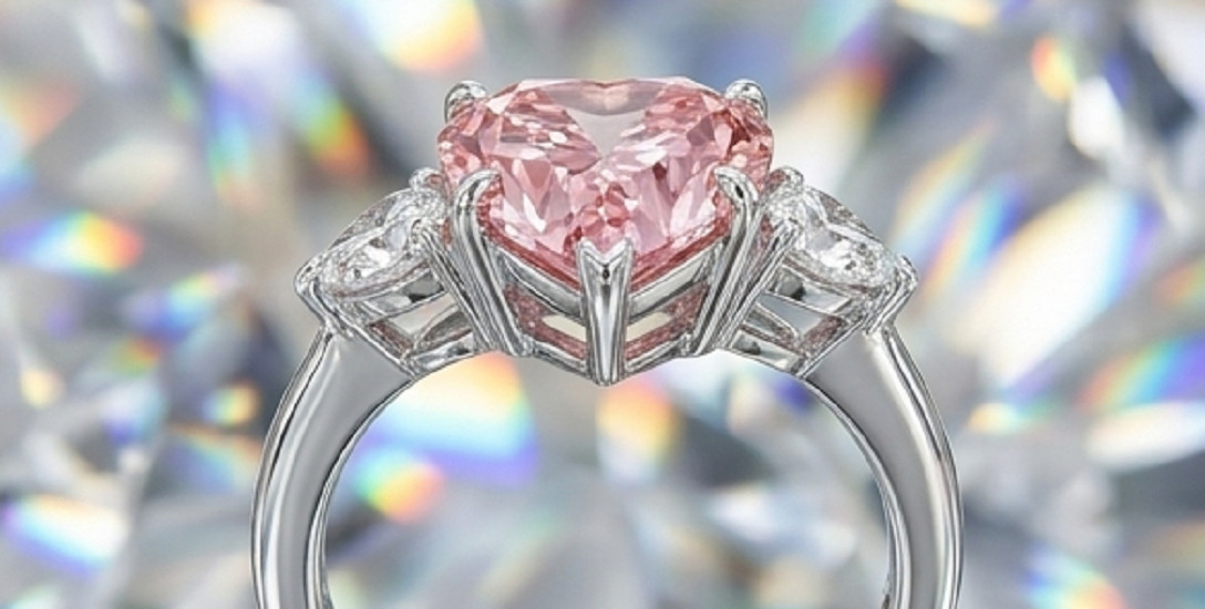 5ct Heart Cut Simulated Pink Sapphire/CZ Engagement Ring 14k White Gold Plated