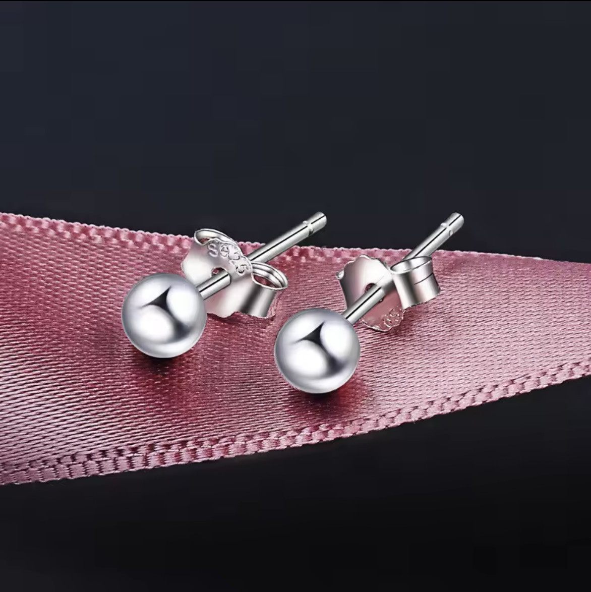 S925 Sterling Silver Round Ball Stud Earrings