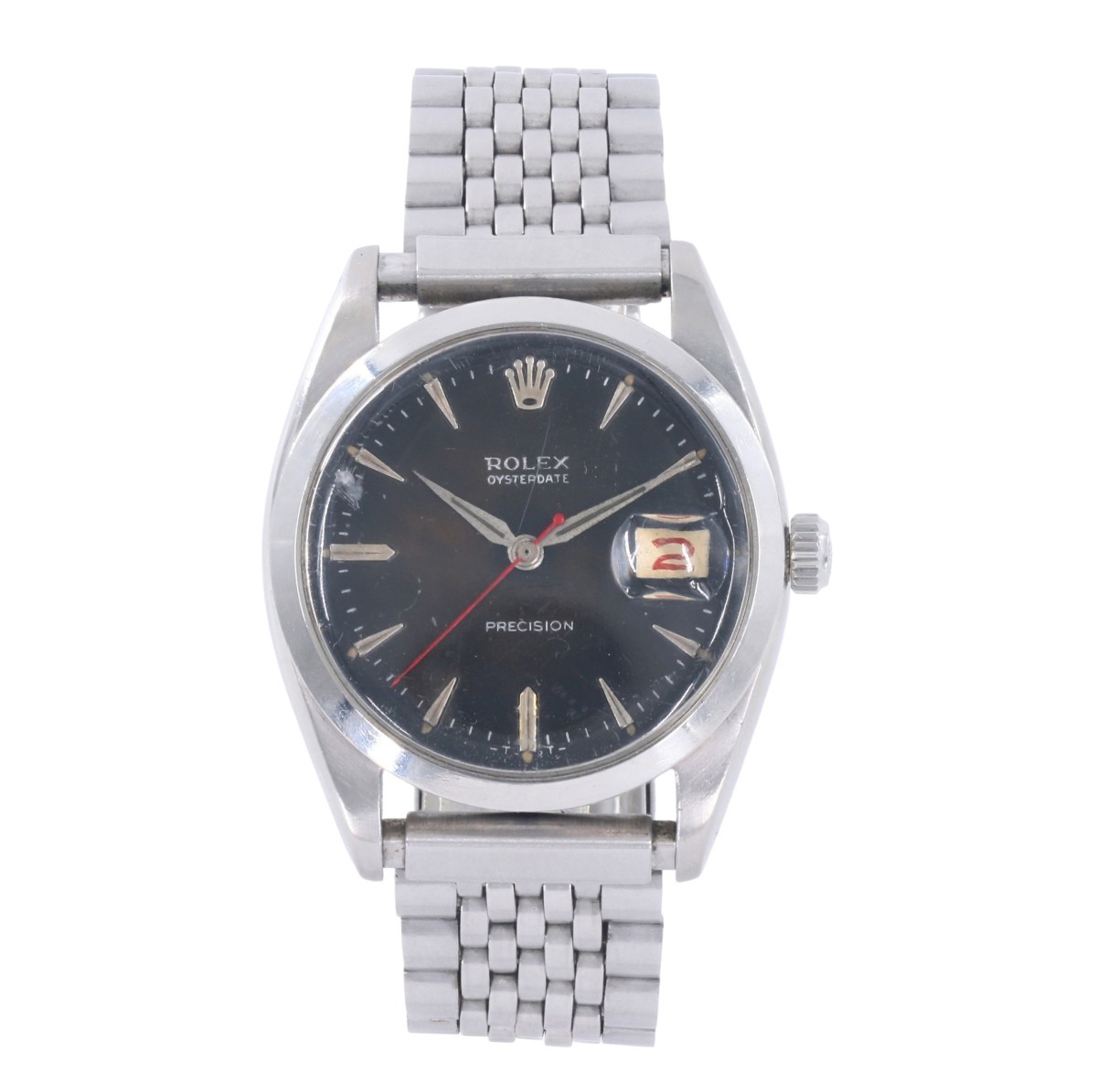 Vintage ROLEX 6694 Oysterdate Precision Black Dial 34mm Men Watch (FPP012212)
