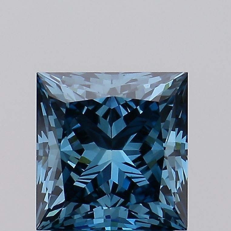 Princess Cut 2.04 Cts Fancy Vivid Greenish Blue VVS2 IGI Certified CVD Diamond