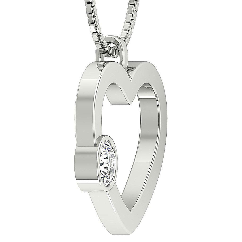 Solitaire Heart Pendant Necklace I1 G 0.25 Carat Natural Diamond 14K Yellow Gold
