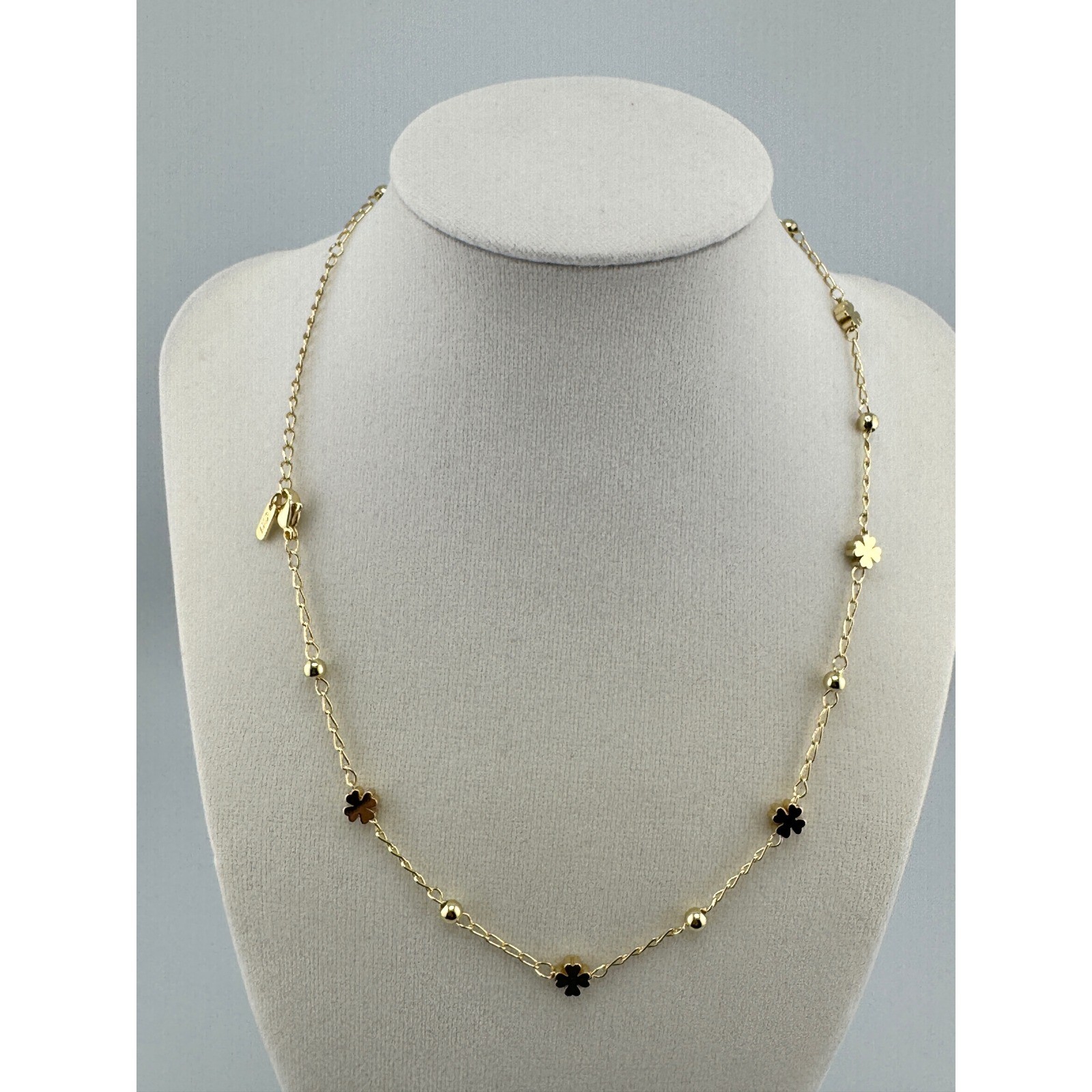 Gold Tone Necklace with Bead Accents Adjustable Chain