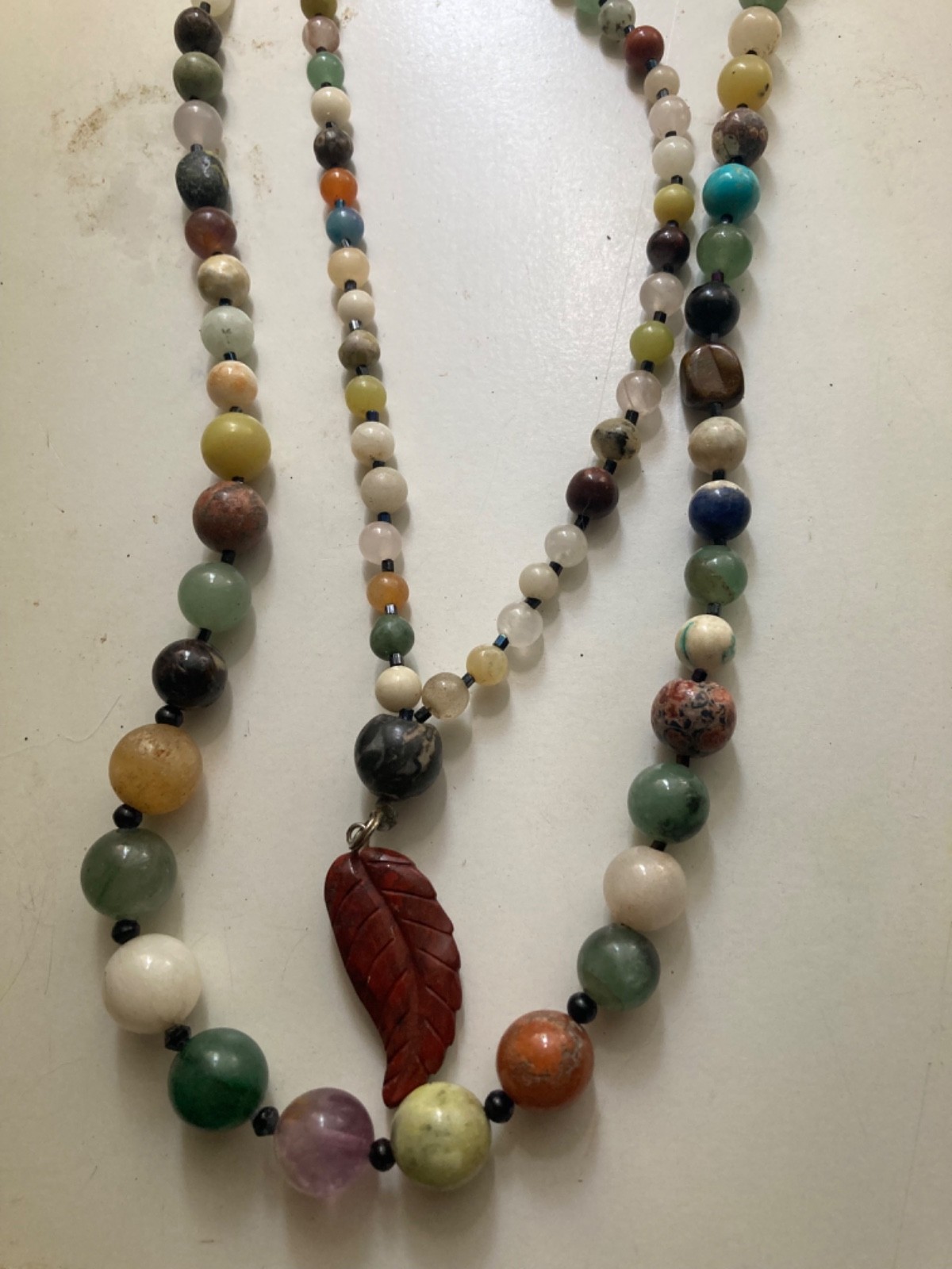 SEMI PRECIOUS GEMSTONE 2 STRAND NECKLACE VINTAGE
