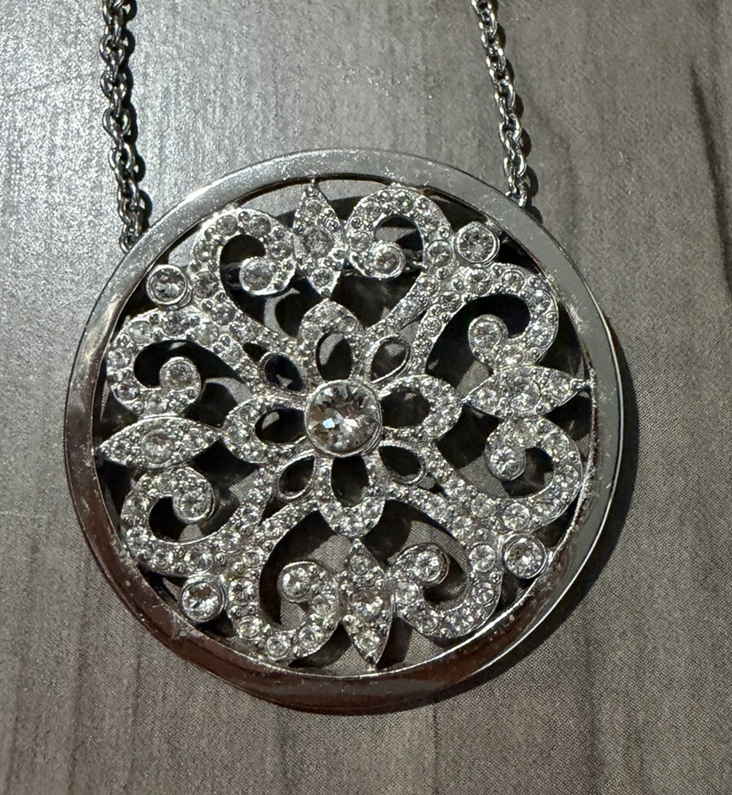 Touchstone Crystal by Swarovski Filigree Medallion Necklace 3677NF Crystal