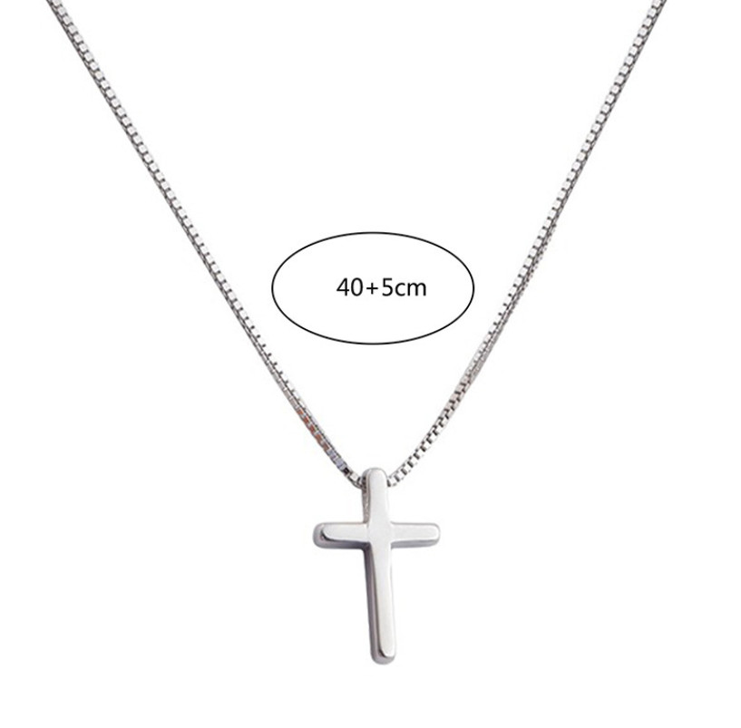 Small Plain & Simple Cross Pendant 18″ Necklace Fine Sterling Silver Plated A1