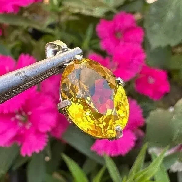 Natural 24 Ct Yellow Sapphire Oval Cut 925 Solid Silver Pendant Gemstone+ Gift