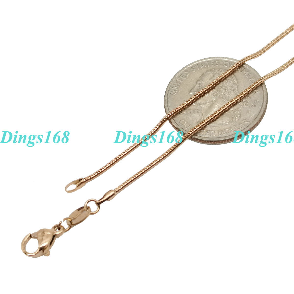 Solid 18K Rose Gold Filled Tarnish-Resist 20″ 1.2 mm Thin Round Snake Chain N126