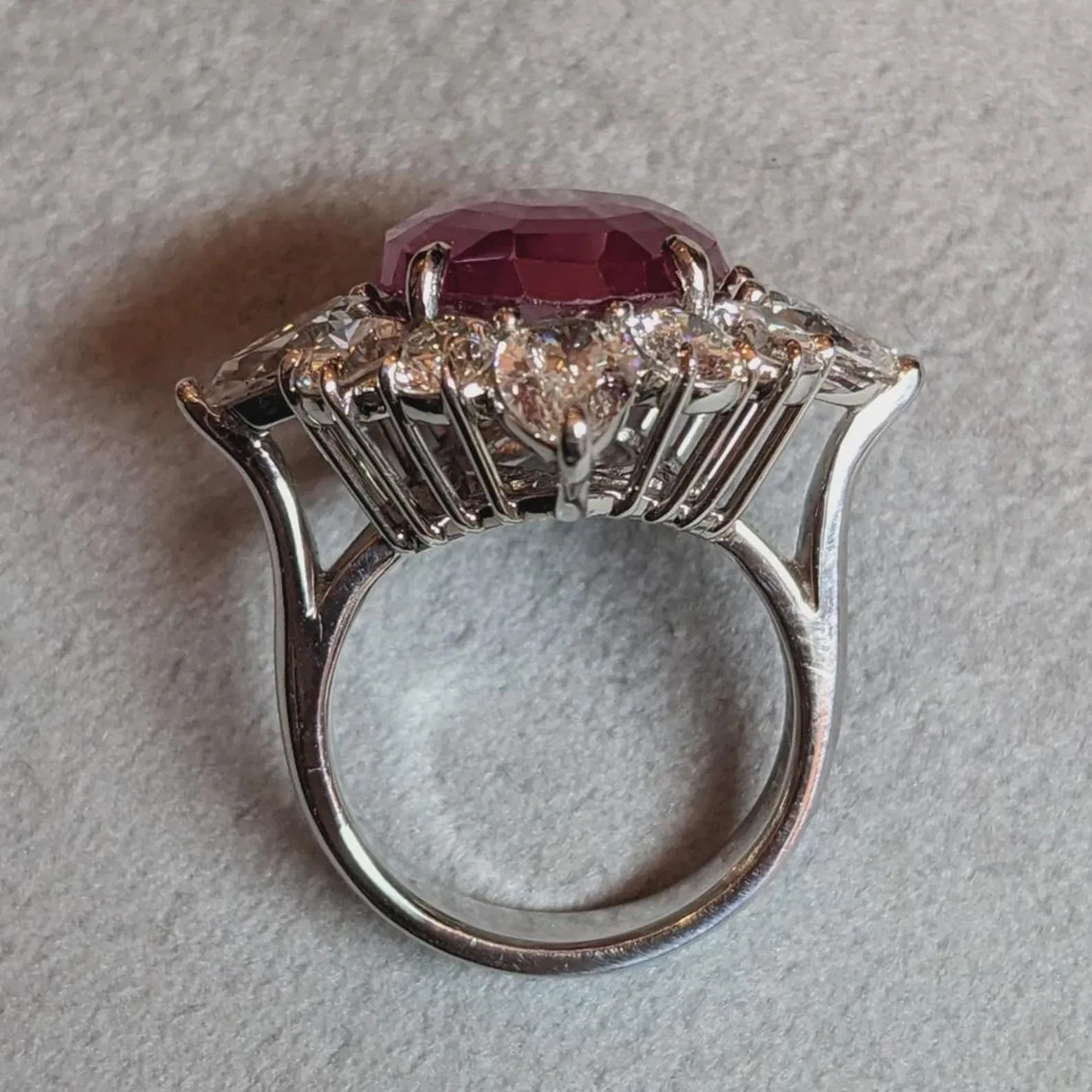 5.00 Ct Cushion Cut Natural Ruby Diamond Engagement Ring 14K Solid White Gold 7