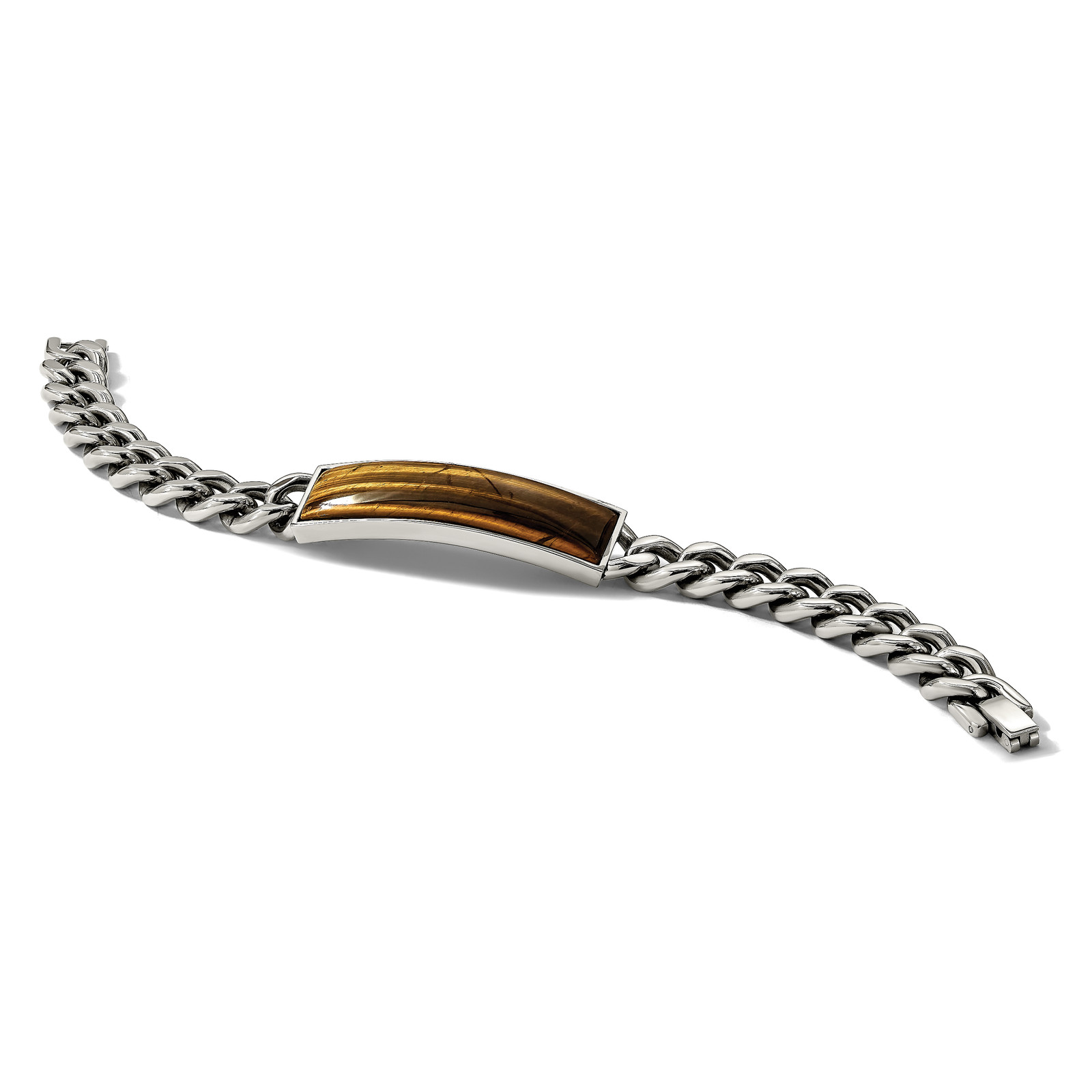 Chisel Stainless Steel Polished with Tiger’s Eye Inlay 8.25 inch ID Bracelet SRB