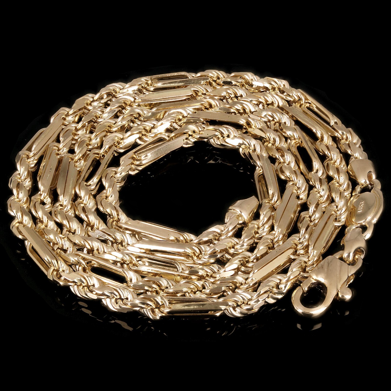 Italian 14k Yellow Gold Solid Milano Figaro Rope Chain Necklace 24″ 3mm 20.8g