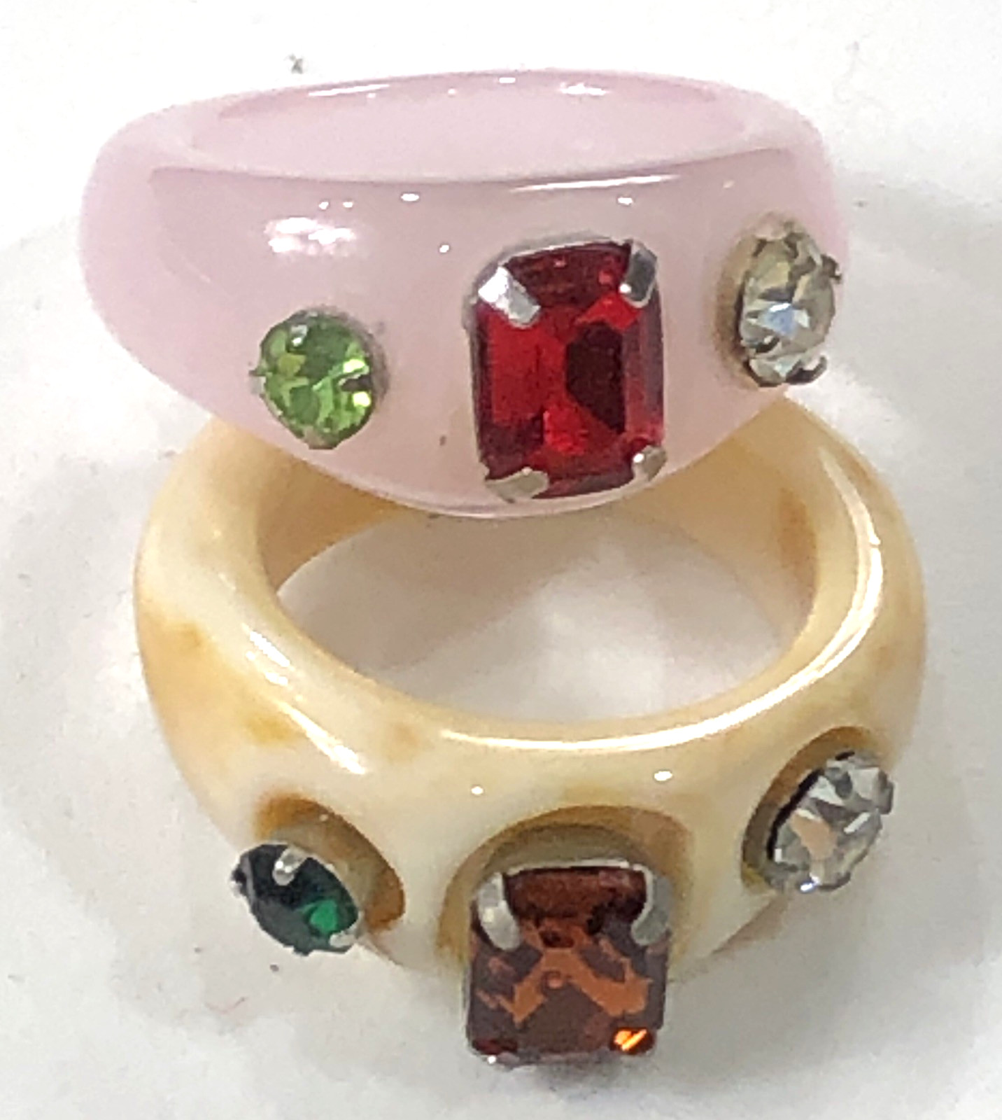 Acrylic Resin Ring Bling Rhinestone Set of 2 – Size 7