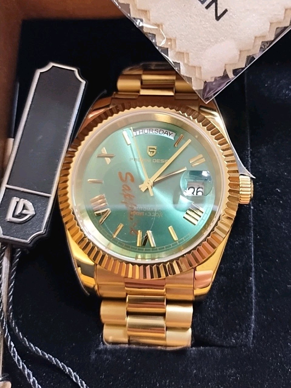 Pagani PD-1783 Green/Gold 41mm. USA seller.Ships same/next day