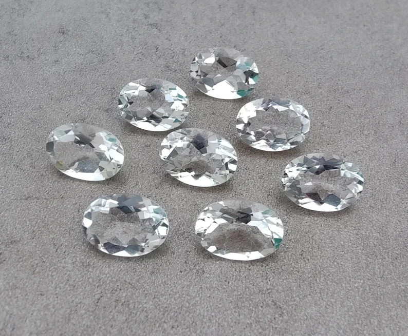 AAA+ Natural Crystal Quartz Faceted Oval Shape Loose Gemstone For Jewelry Making