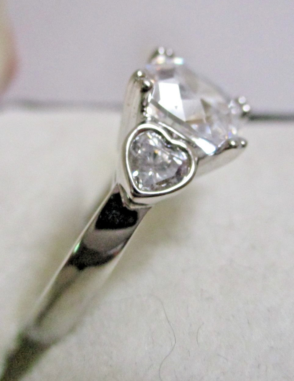 SW 925 STERLING SILVER CUBIC ZIRCONIA CUSHION CUT ENGAGEMENT RING SZ 6.5 IN BOX