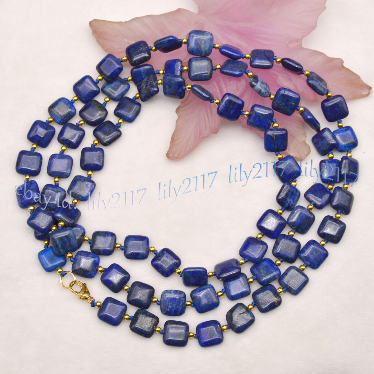 Natural Blue Lapis Lazuli 12mm Flat Square Gemstone Beads Necklace 14-100 inches