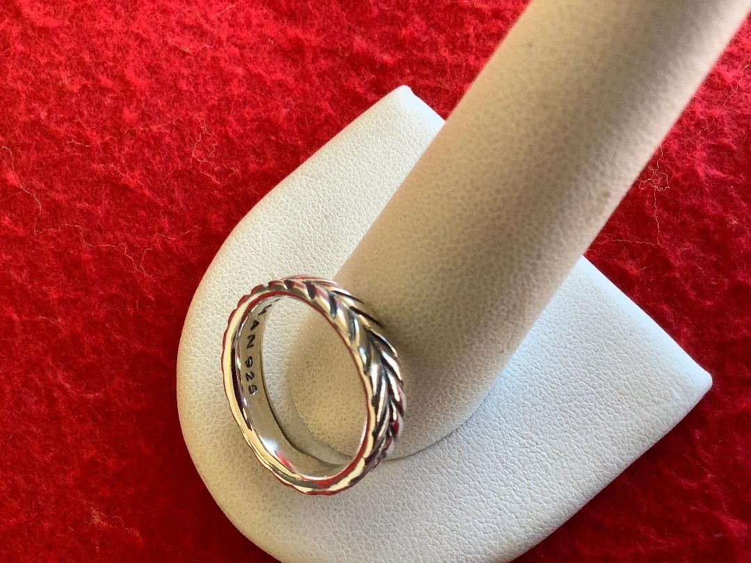 David Yurman Men’s Sterling Silver 6mm Chevron Band Rring Size 8.5