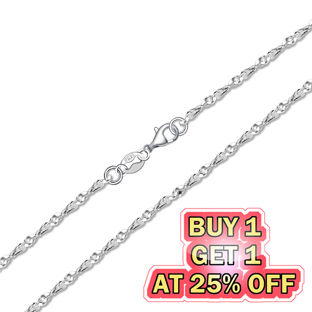 925 Silver Rhinestone Cut Rope Chain Fashion Necklace w/ Lobster Lock 16-24″