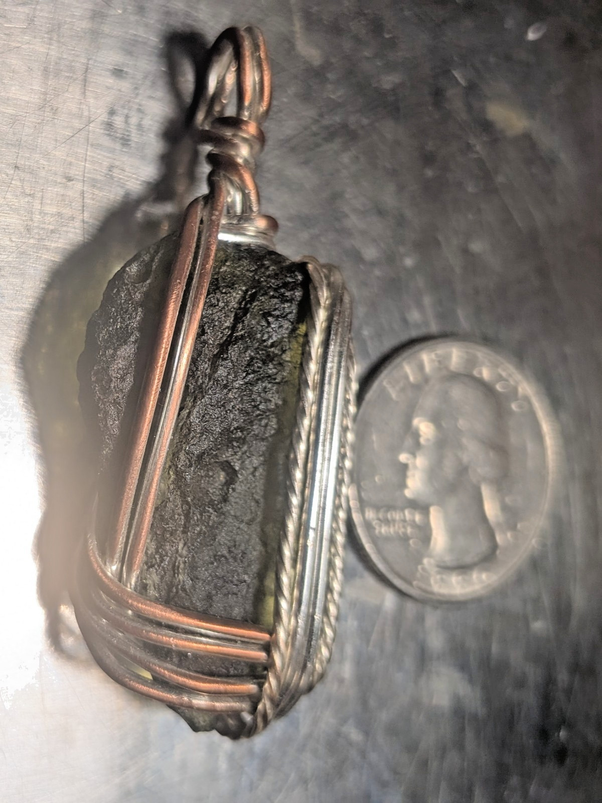 Moldavite Wire Wrapped Pendant Handcrafted Silver Jewelry 31ct