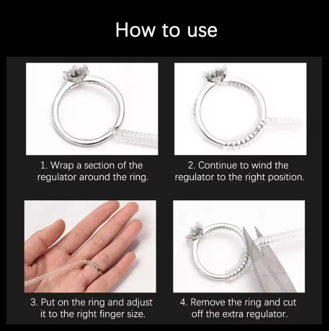 3PCS Ring Size Adjuster Invisible Clear Ring Sizer Jewelry Fit Reducer Guard US