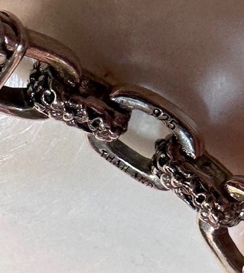 JAI Sterling Silver Link & Box Chain Hoop Earrings 1”