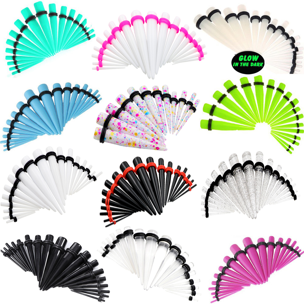 12/14/18PCS Acrylic Taper Stretching Kit Ear Gauge Plugs 14G-20MM Multicolor Set