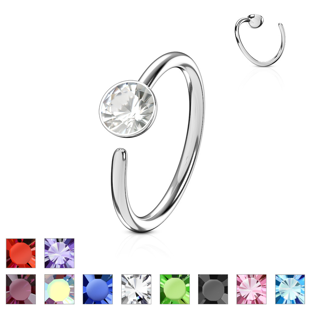 1pc Bendable Steel CZ Gem Nose Hoop / Cartilage Ring Rook Daith Helix Tragus