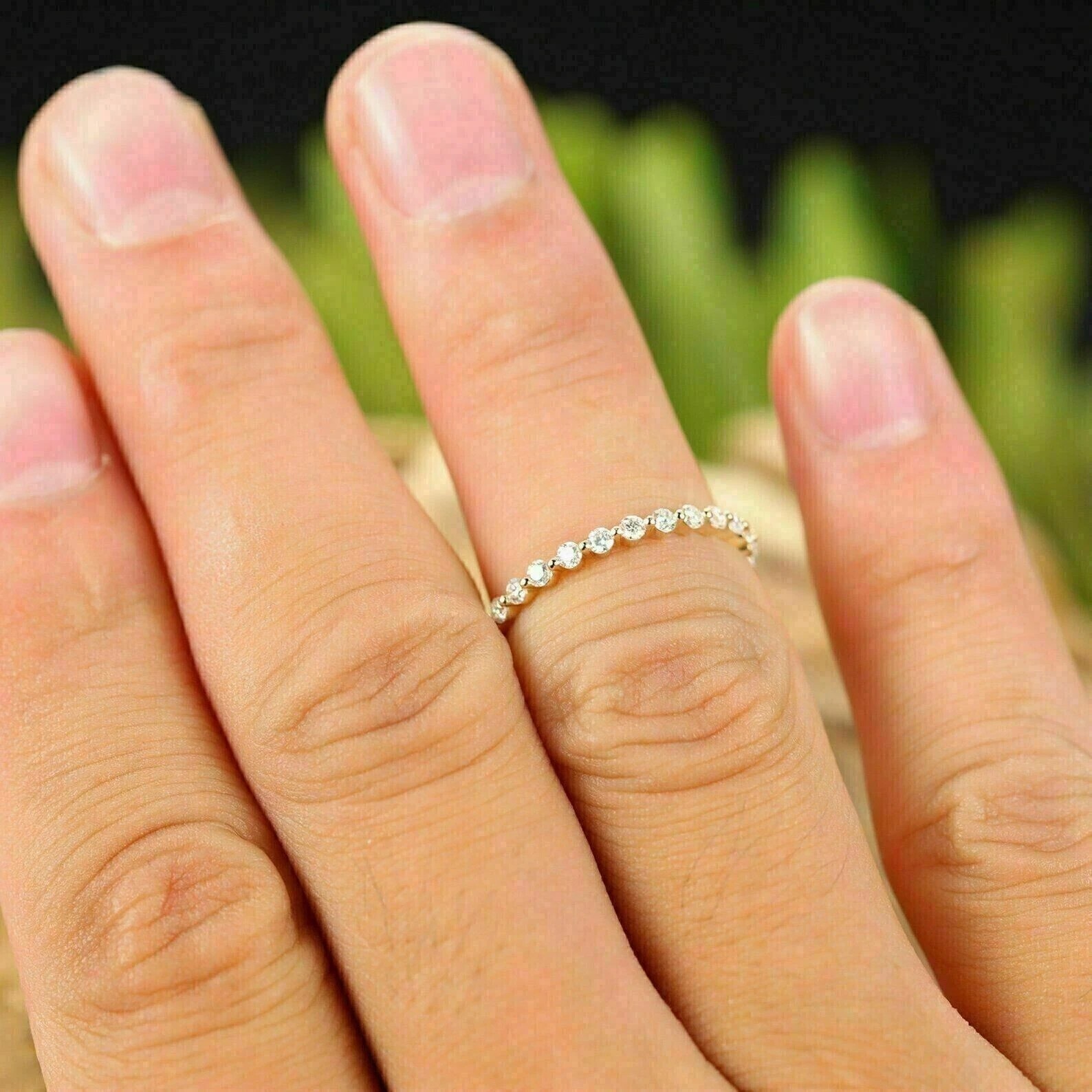 2 Ct Round Cut Simulated Diamond Full Eternity Band Ring 14k Yellow Gold Plated