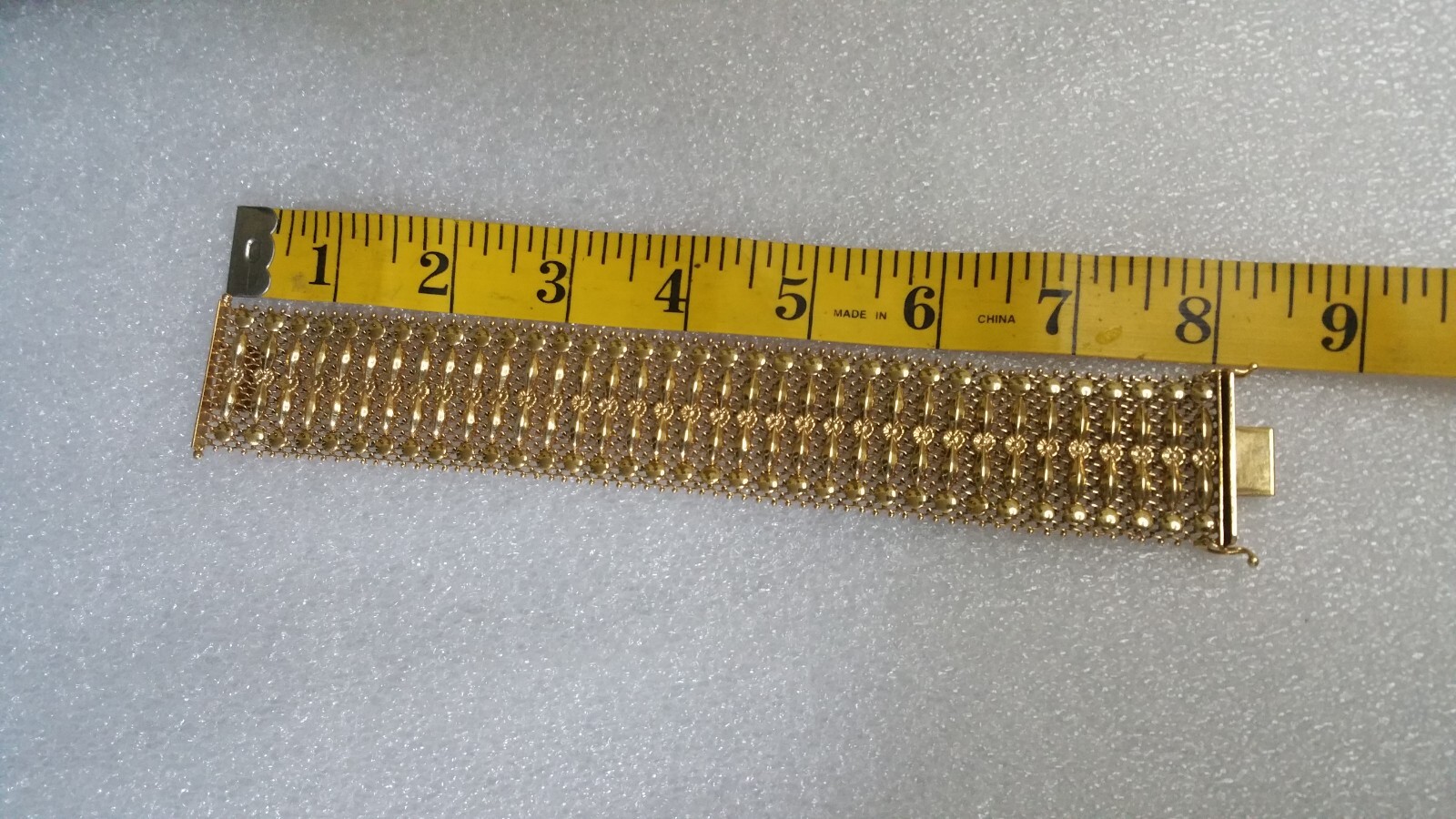 Vintage Italian Mesh Bracelet 18k Gold Charm Wide Yellow Woven Men Women Old
