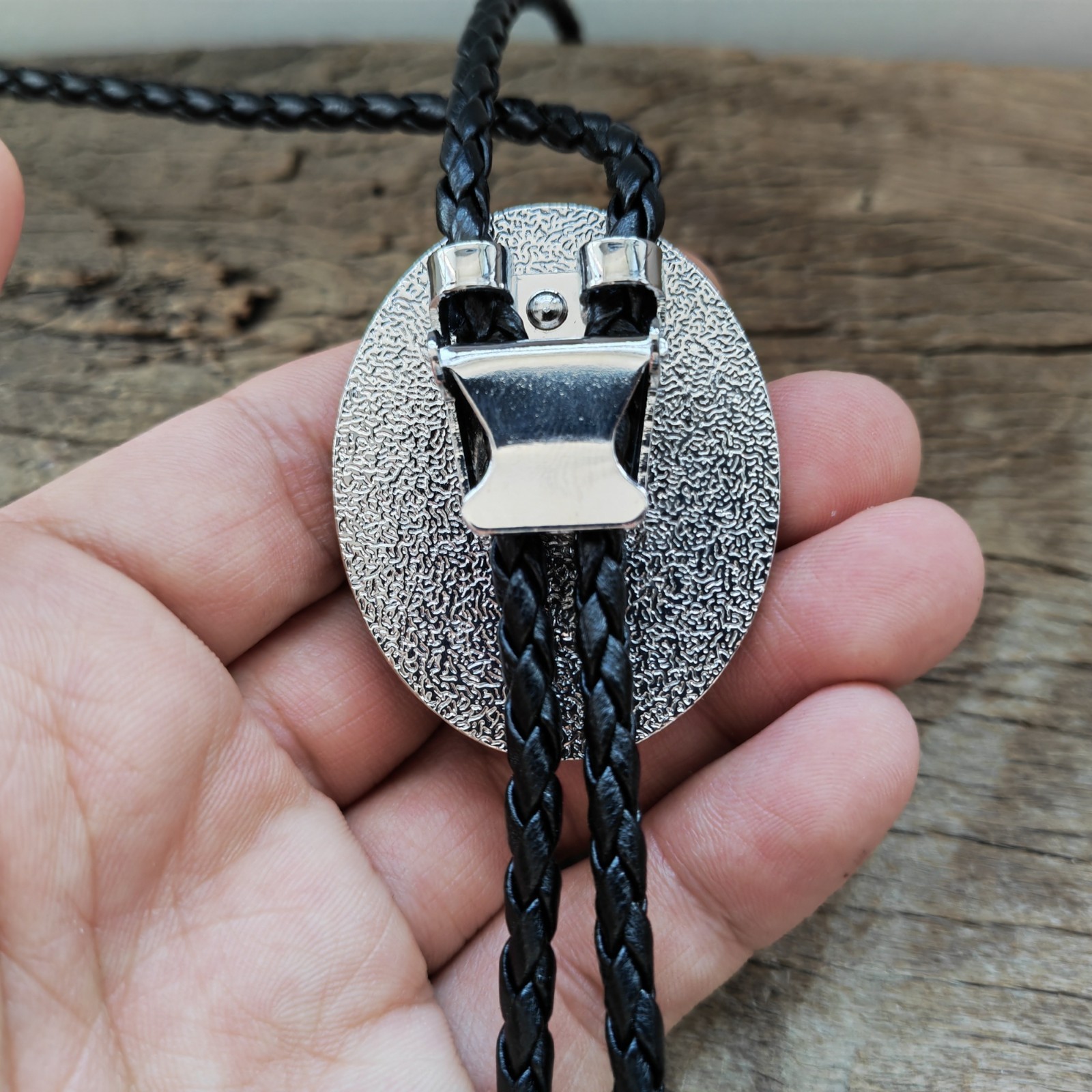Dark Green Jade Mens Bolo Tie Wedding Necklace PU Leather Rope Western Cowboy