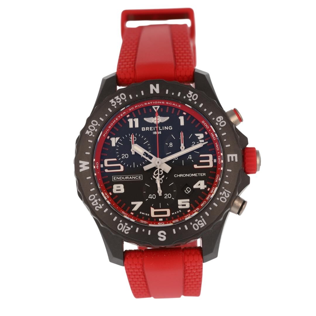 Breitling Endurance Pro 38mm Black Dial Quartz Red Rubber Strap Men’s Wristwatch