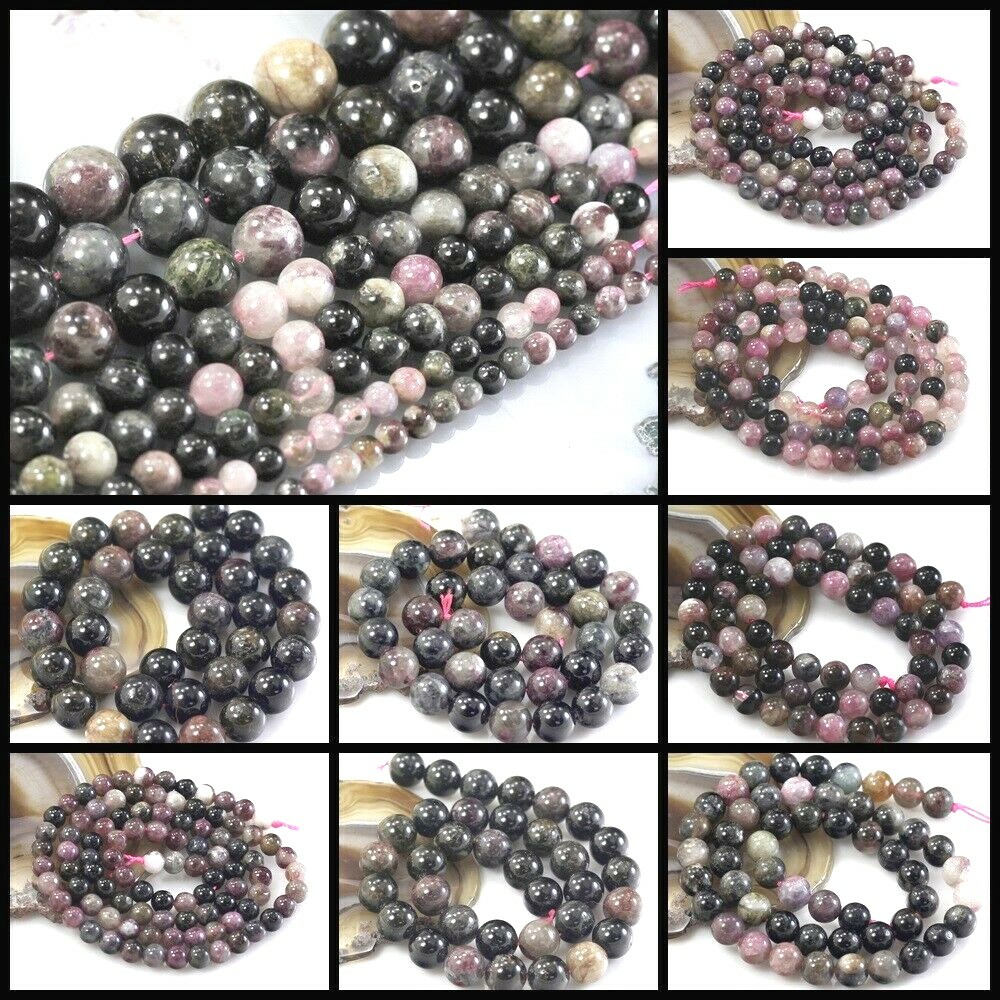 High Quality Natural Multi-Color Tourmaline Round Beads 15″ 4 5 6 7 8 9 10 12mm