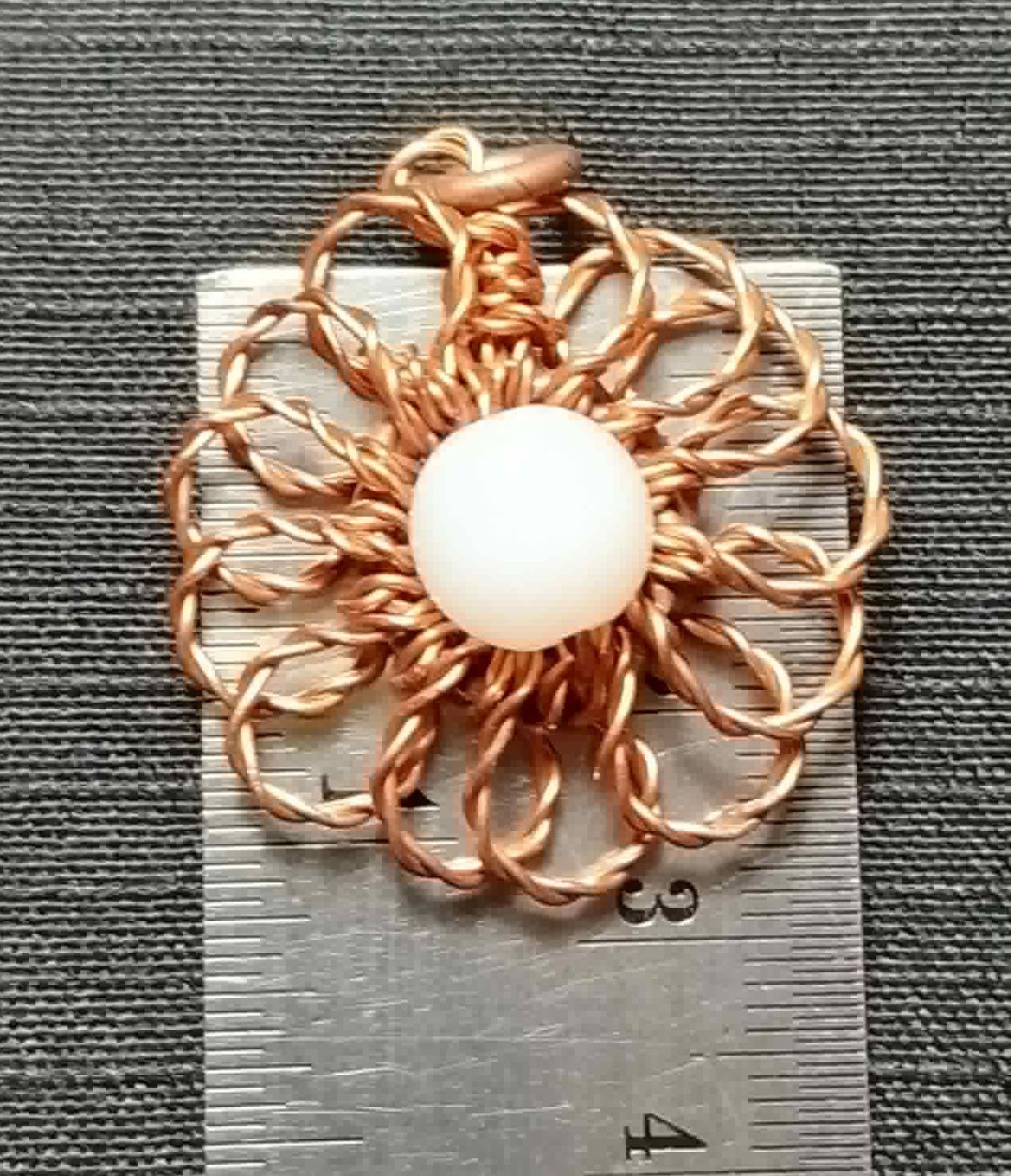 Flower Pendant Copper Daisy Wire Wrapped Mandala Jade Energy Lucky Jewelry #PM3