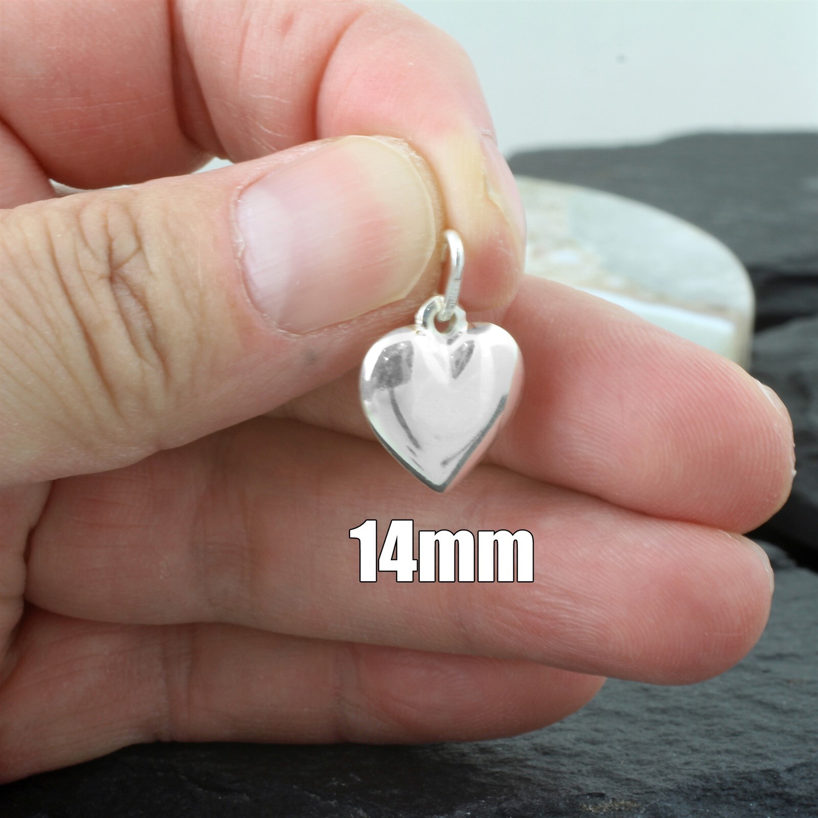 Guaranteed Genuine 925 Sterling Silver Polished Puffed Heart Charm Italy